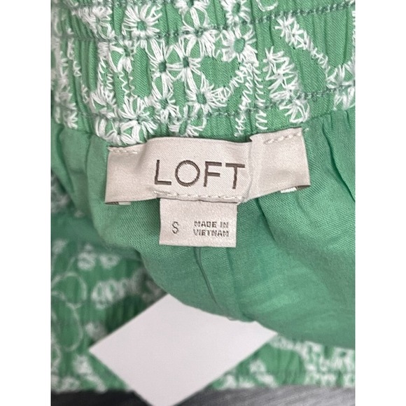 Nwt Loft Eyelet Skirt‎ Women's Small Green White Tiered Ruffle Hem Summer Cute - Picture 7 of 9
